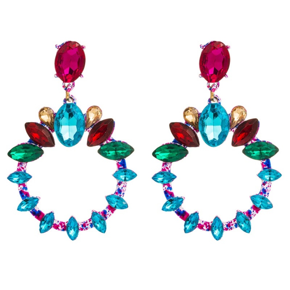 Round Rhinestone Earrings - Picture 5 of 5